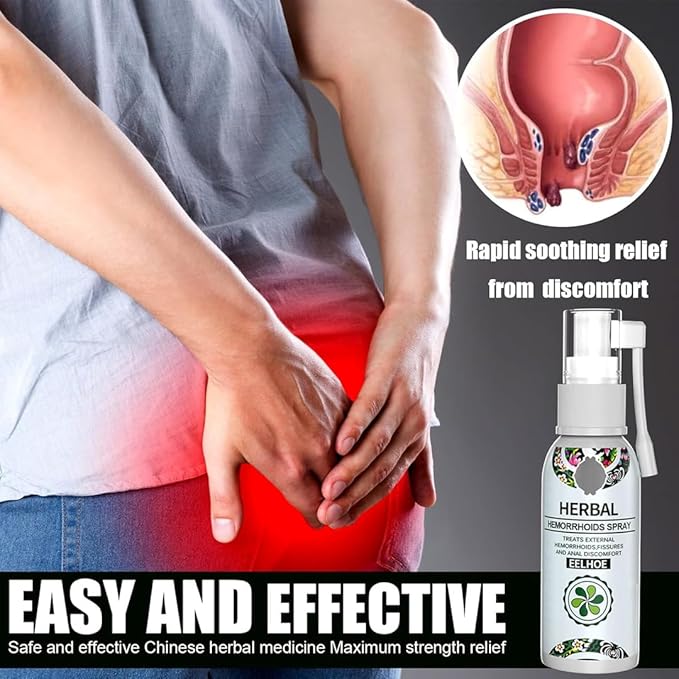 EELHOE Herbal Hemorrhoids Spray - Natural Relief for Hemorrhoids, Fissures & Anal Discomfort - External Piles Treatment, Anti-Itch, Pain & Swelling Relief