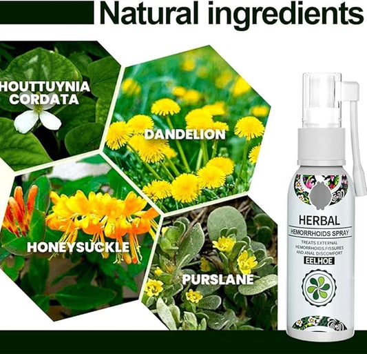 EELHOE Herbal Hemorrhoids Spray - Natural Relief for Hemorrhoids, Fissures & Anal Discomfort - External Piles Treatment, Anti-Itch, Pain & Swelling Relief