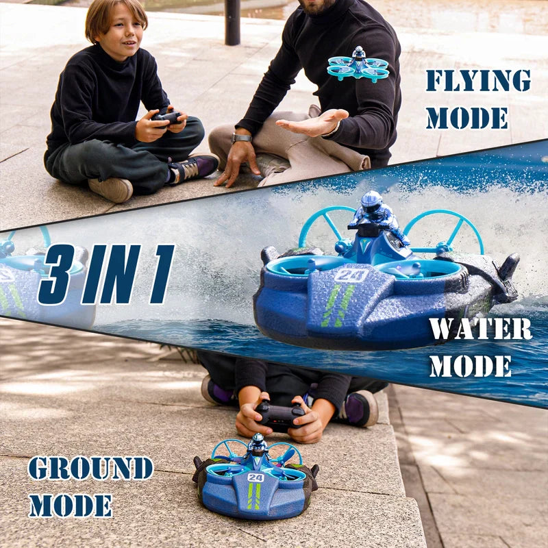 Quadcopter Remote Control Drone 3-in-1 – Air, Water & Land Explorer