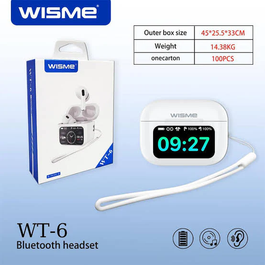 WISME WT-6 Smart AirPods – Bluetooth 5.3 | Android & iOS Compatible
