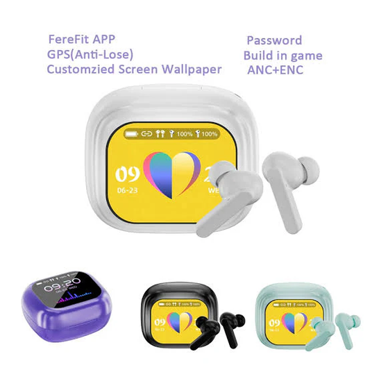 WT7 SE 60 LED Color Touch Screen Wireless Earphones – Smart Display