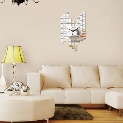 Mosaic Wall Sticker Clock – Decorative, Waterproof & Battery-Operated