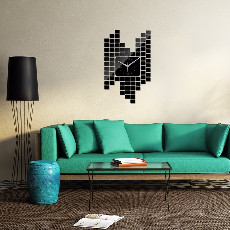 Mosaic Wall Sticker Clock – Decorative, Waterproof & Battery-Operated